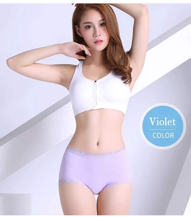 4pcs Plus Size XXL Women Confort Cotton Underwear Seamless Sexy Lace Panties Briefs for Women Underpants Lingerie Knickers 09