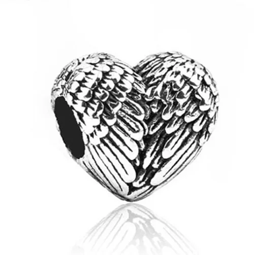 

Silver Color Vintage Angel Wings Love Heart Charms Beads Fit Pandora Bracelets & Bangles for Women New Fashion DIY Jewelry Gifts