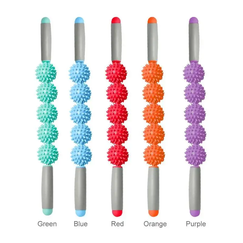 New Yoga Massage Stick Relax Muscle Roller 5 Hedgehog Balls Anti