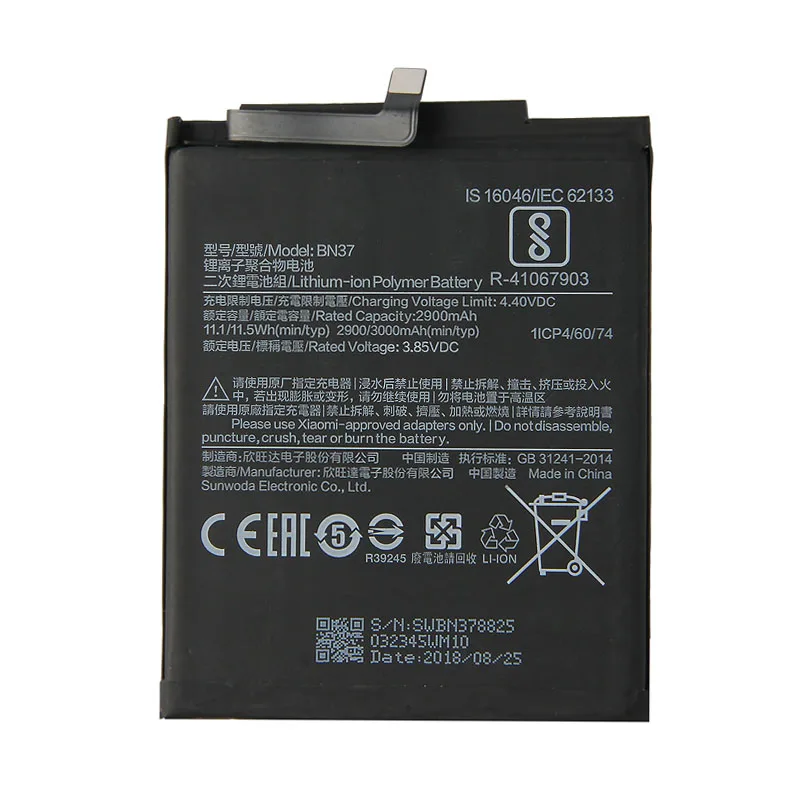 Аккумулятор мобильного телефона BN37 для Xiaomi Redmi 6 Redmi 6A 2900 мАч сменный литий-ионный аккумулятор+ инструмент