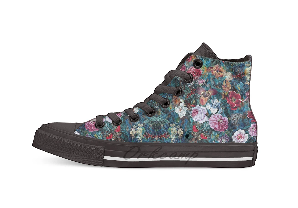 

Dance of flowers Unisex High Top Canvas flat Casual Custom shoes Drop Shipping