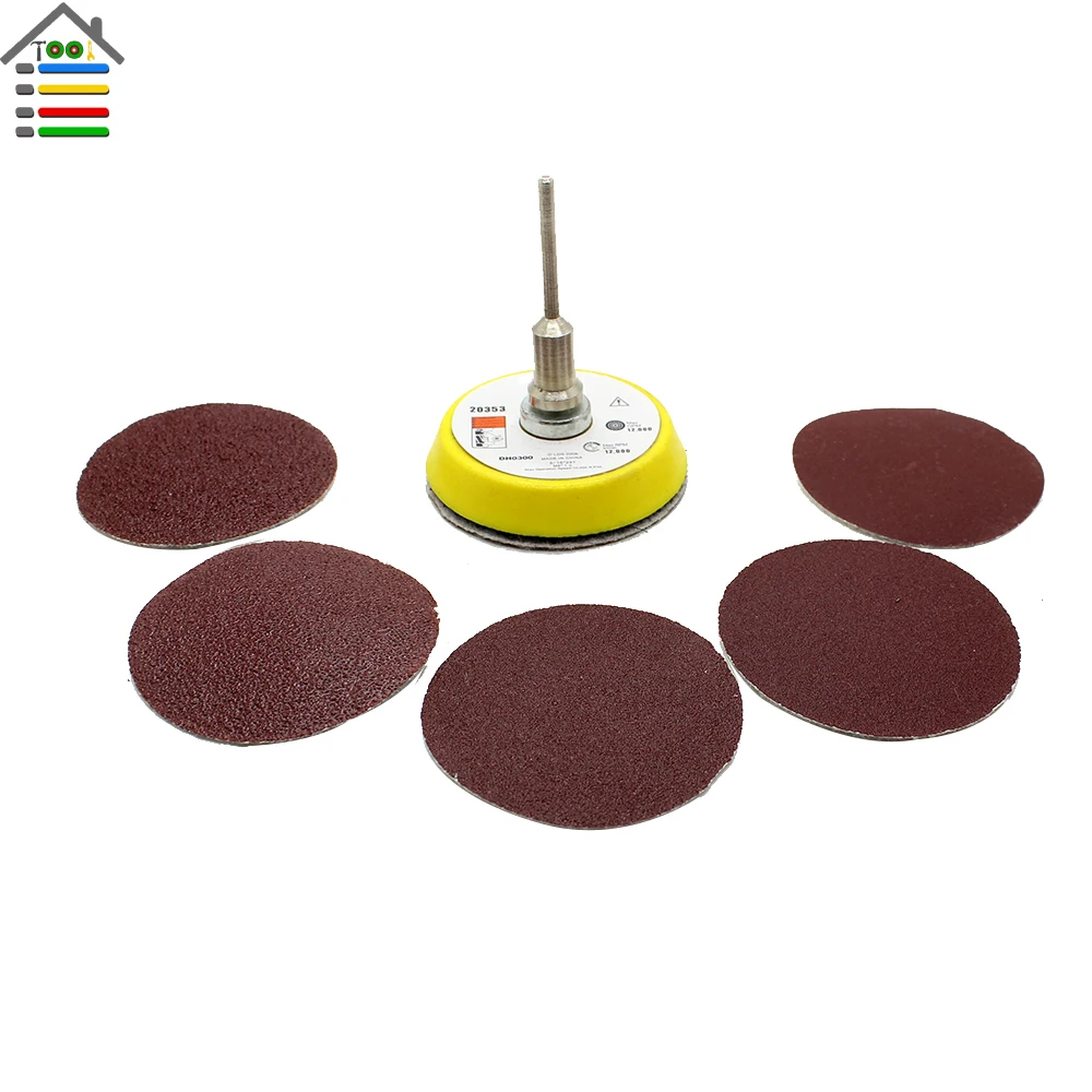 

High Quality 50PC 50mm Mix Grit Sander Disc Sanding Polishing Pad w/Backer Plate for Dremel Electric Grinder Rotary Tool
