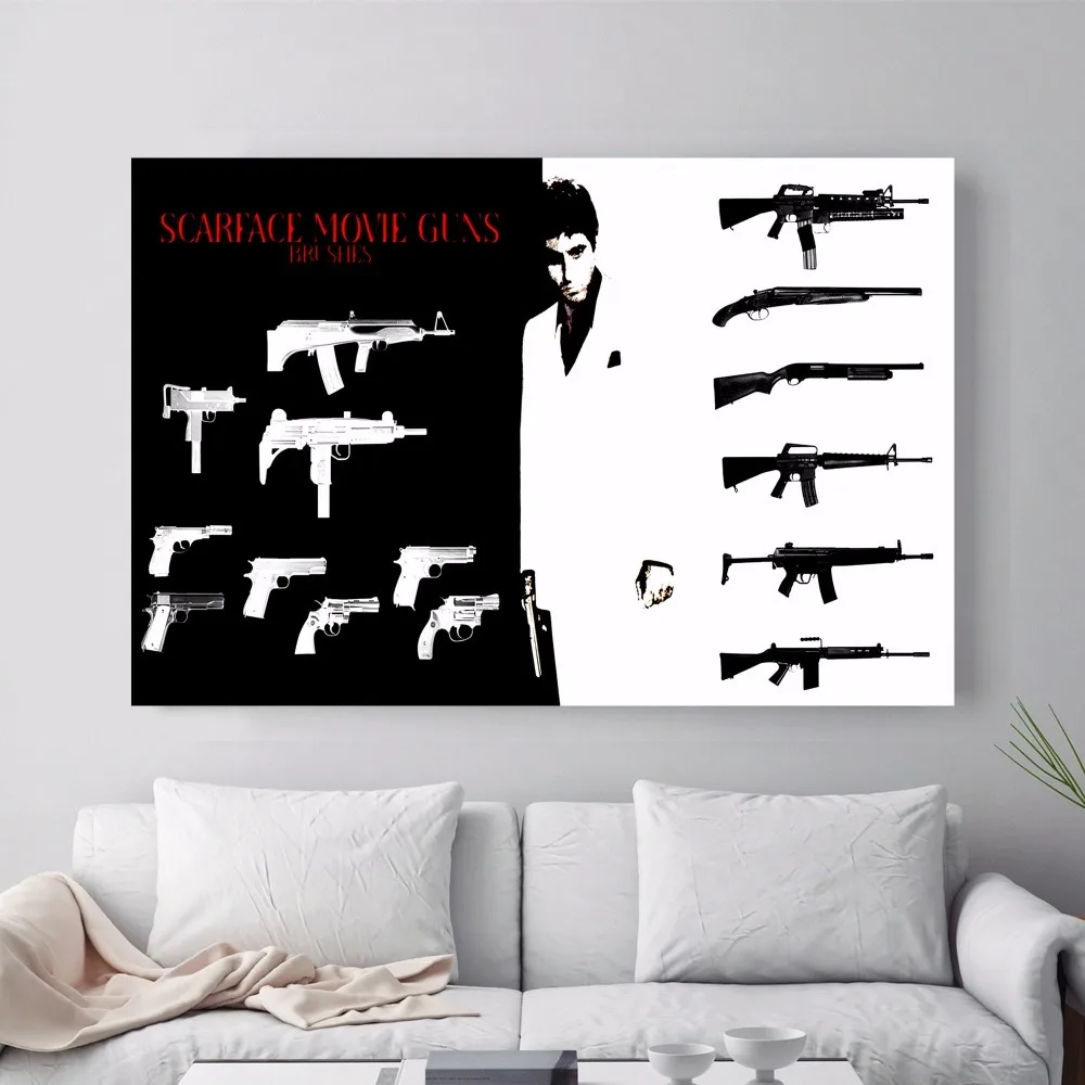 Винтажные Ретро постеры и принты Scarface с оружием домашний декор 4 размера Большая