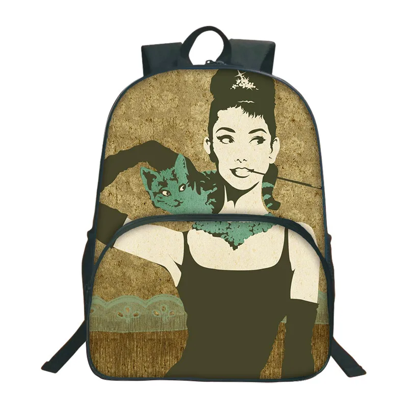 

2019 Audrey Hepburn Backpacks For Teenagers School Bags For Girls Boys Daily Backpacks Children Rucksack Mochila School Gifts