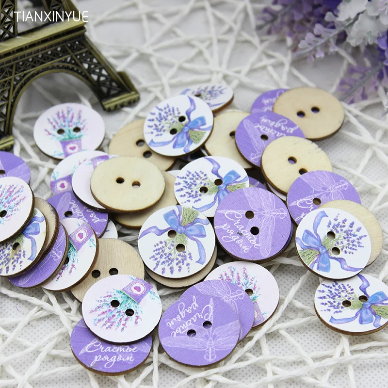 

Wood Sewing Button Scrapbooking Round At Random Two Holes Lavender Dragonfly Pattern 24.0mm Dia,50 PCs,DIY Clothing Accessories