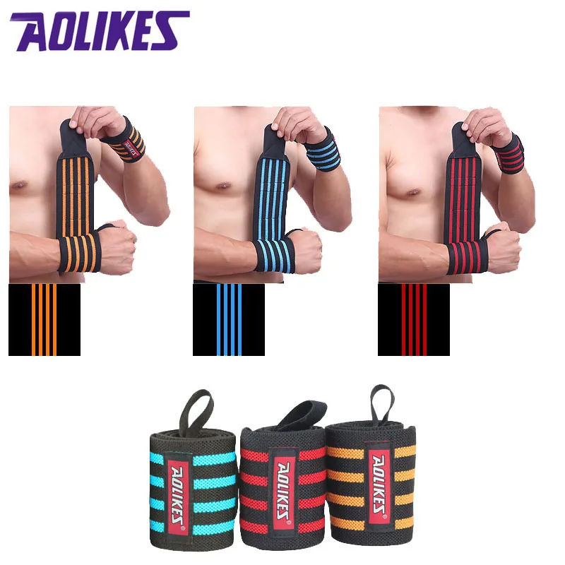 AOLIKES 1 Pair Wrist Support Straps Wraps For Weight Lifting Fitness