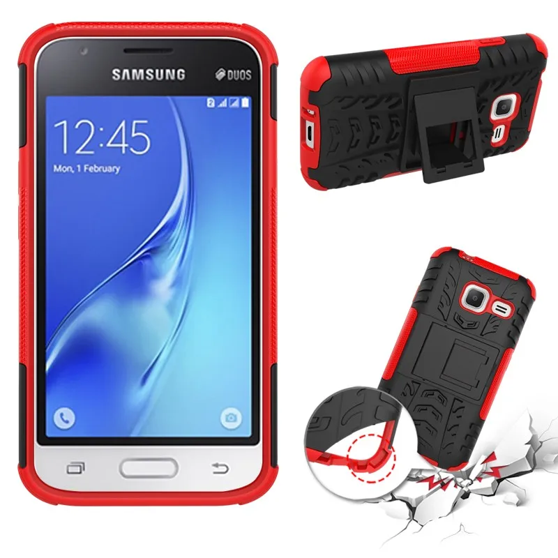 Для Samsung Galaxy J1 мини J105 J105H J105F шин жесткие двойной Слои Гибридный Жесткий Стенд Броня Обязанность чехол для samsung J1 NXT Duos