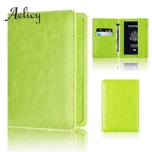 Aelicy, Кожаная Обложка для паспорта, дорожный Держатель для паспорта, защитный кошелек, складной бизнес-держатель для карт, кошелек для женщин и мужчин