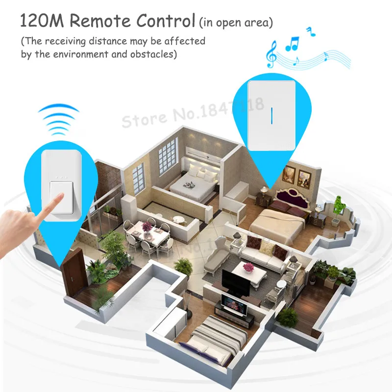 AuGreener Водонепроницаемый без аккумулятора дверной звонок 38 Мелодия домашний дистанционный светодиодный беспроводной дверной звонок автономный дверной звонок 1/2 приемники