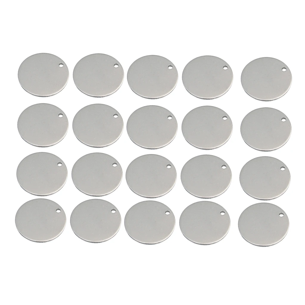 20 Pieces Metal Round Circle Blank Coin Engraving Stamping Charms Tag Pendant Necklace Bracelet Pendants 8mm