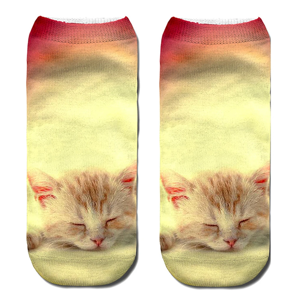 Носки унисекс; нескользящие эластичные носки для взрослых с милым 3D рисунком кота - Цвет: type 1