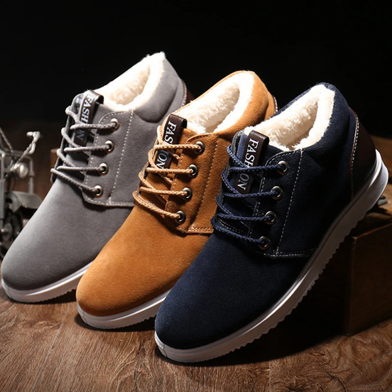 

2019 New Snow Casual Shoes Men Plus Velvet Winter Cotton Men Shoes Keep Warm Walking Footwear Student Cheap Price Wholesale