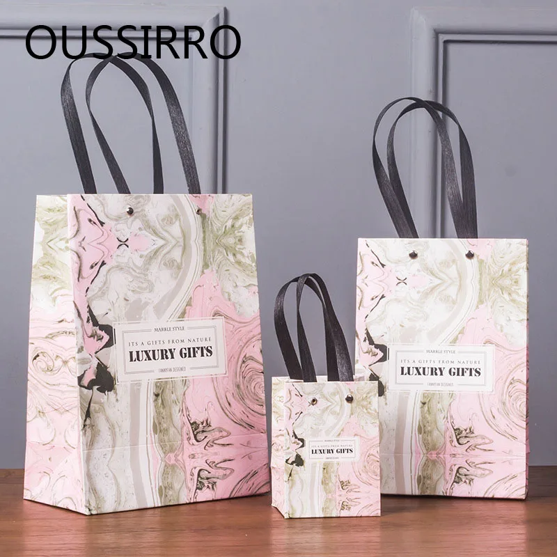 

2018 New Marble Fresh Gift Box Hand Bag Gift Bag Gift Box Carton Candy Wedding Box Chocolate Boxes For Shower Decorations