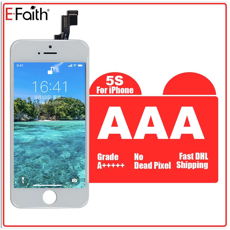 

EFaith 10PCS/LOT display for iPhone 5s LCD with touch screen digitizer assembly replacement free DHL Shipping Black White
