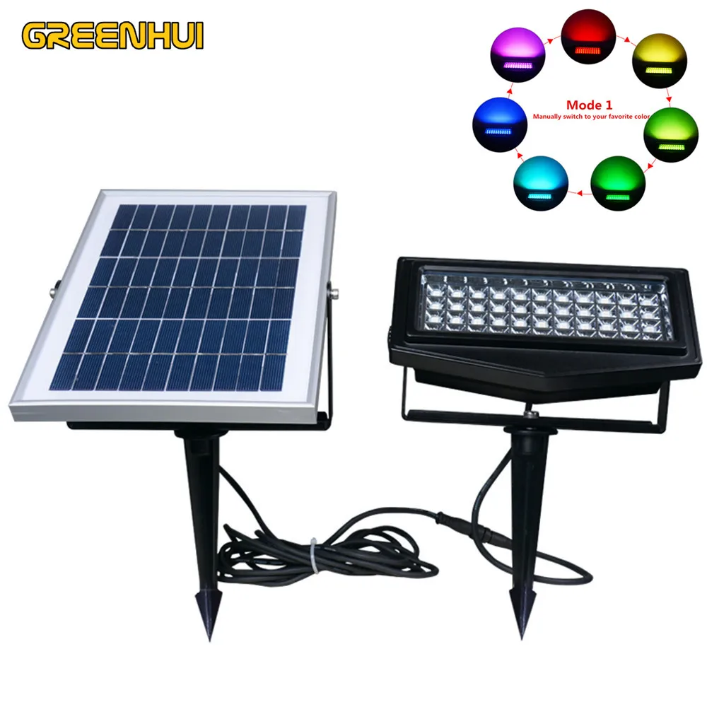 

2016NEW 44LED 7 color Solar panel LED Spike Sporlight Landscape Garden Yard Path Lawn Solar Lamps Outdoor Grounding Sun Light