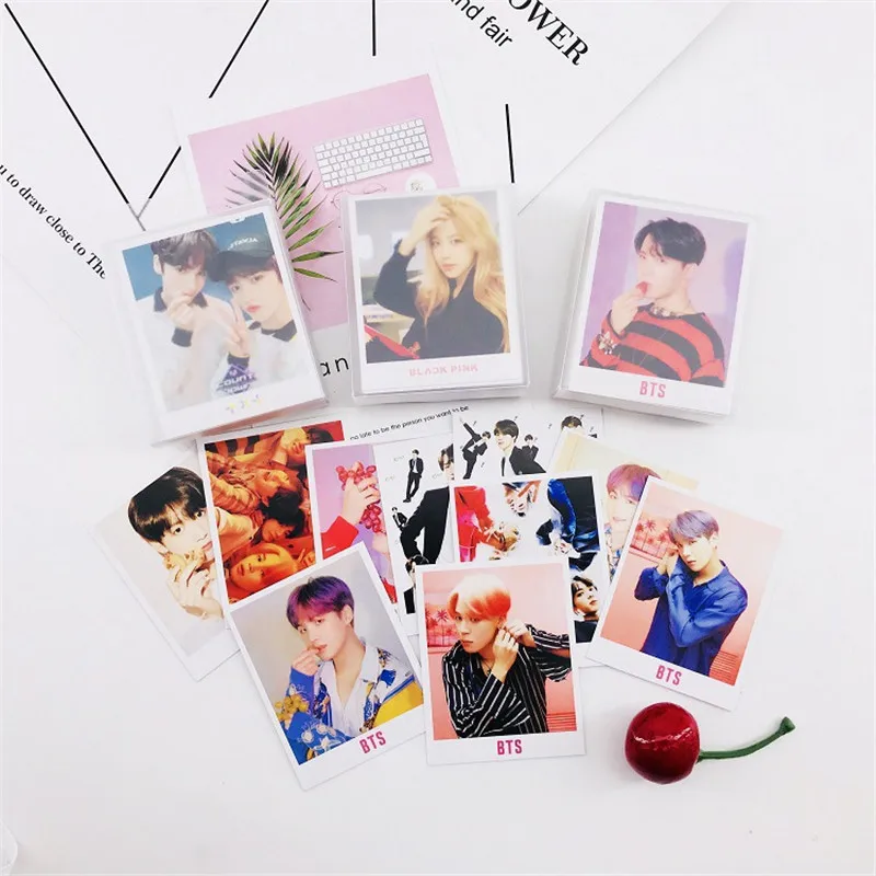 

Kpop Bangtan Boys BTS TXT BLACKPINK LOMO Photo Cards Size 6*7CM 40Pcs/Set With 5Pcs Clips And 1.2M Rope