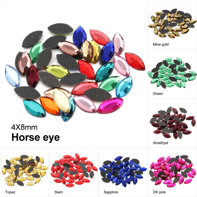 

New Sale Mix color Hotfix Rhinestone Horse eye 4X8mm Flatback crystals and stones 300pcs/lot use for Garment bags shoes