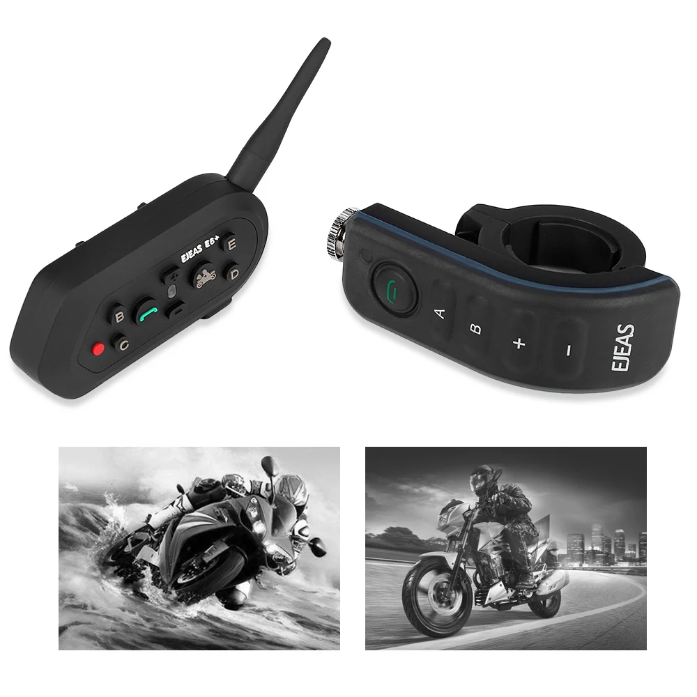 EJEAS E6+ Remote Control BT Motorcycles Intercom Handle Bar Helmet Headset 6 Riders 1200M Communication Interphone VOX Bluetooth EJEAS E6+ Remote Control BT Motorcycles Intercom Handle Bar Helmet Headset 6 Riders 1200M Communication Interphone VOX Bluetooth
