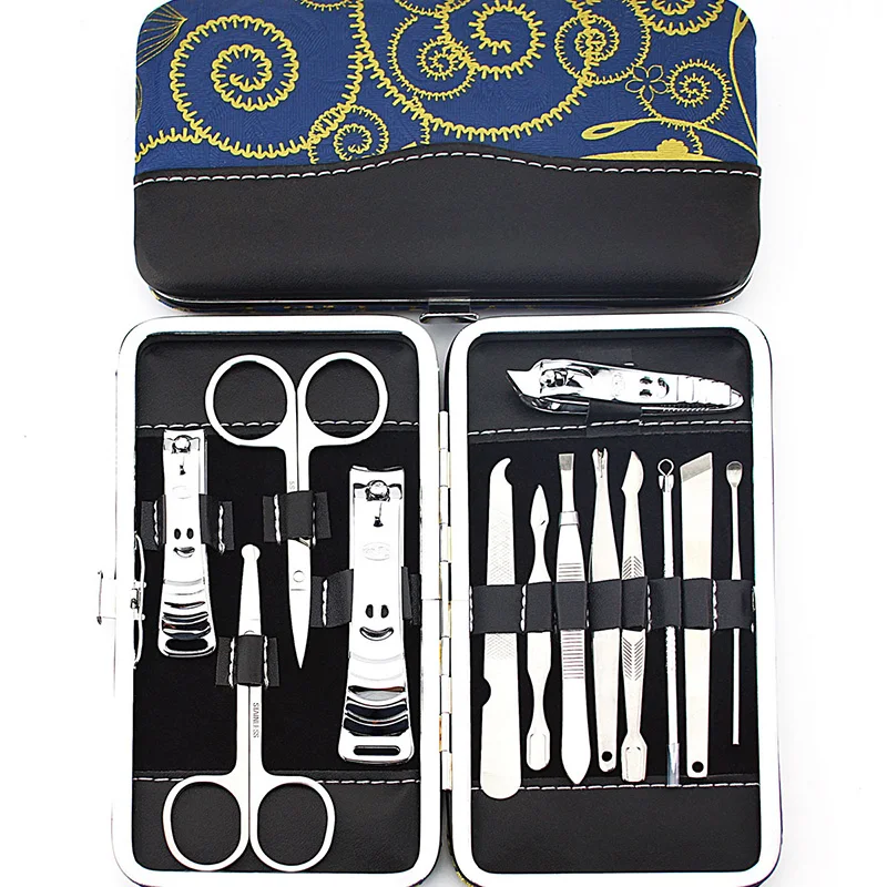 13pcs/set Nail Clipper Kit Nails Care Set Pedicure Scissor Ear Pick Tweezer Knife Utility