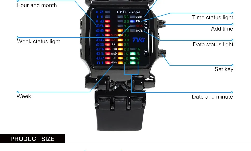 pulseira de borracha led relógio digital à