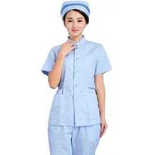 [Комплект] женские модные медицинские скрабы комплект(топ+ штаны)/униформа для кормления/блузка со стоячим воротником с короткими рукавами+ брюки