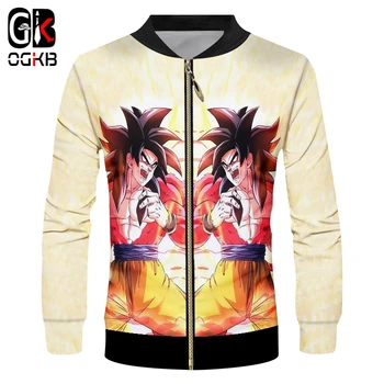 

OGKB Anime Zipper Jackets Men's Funny Print Super Saiyan 4 3d Jacket Anime Goku Coats Man Brand Sportswears Cartoon Oversize 6xl