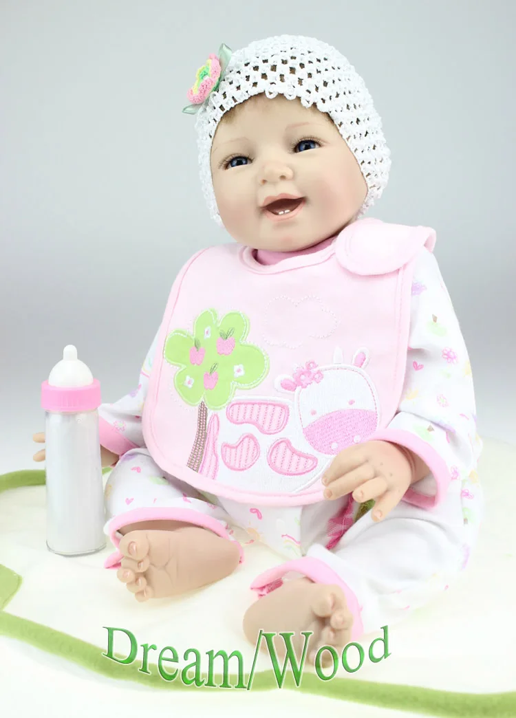

New 55cm Silicone Reborn Baby Doll 22" Emulational Baby Reborn Doll Vinyl Body Children Gift Partner with Kid