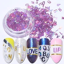1 шт Блестки для ногтей блестки хлопья блестка Смешанные 26 букв холо-порошок пигментный лак дизайн ногтей маникюр украшение BE654
