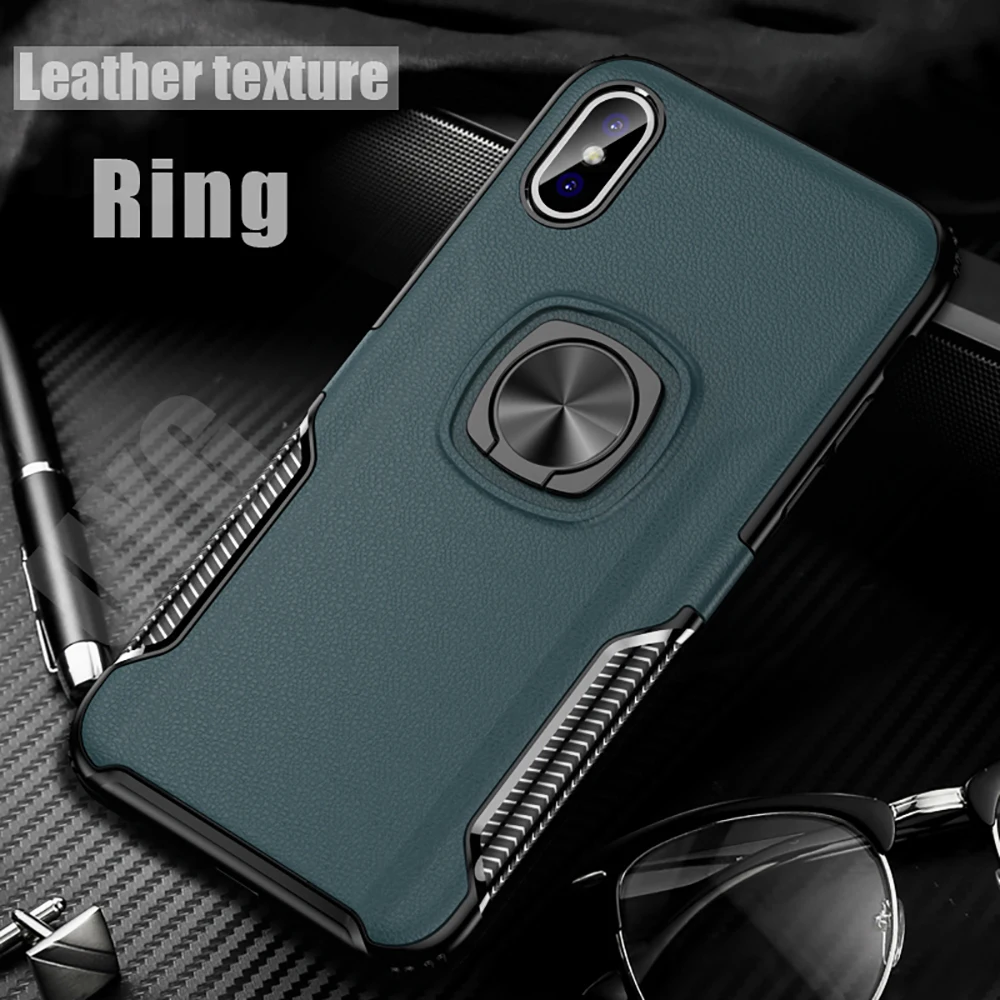 

Luxury Car magnetic cases for iphone x case 360 degree rotating metal ring men All-inclusive for iphone xs cover silicone fundas