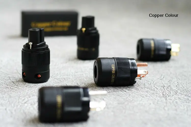 

Free shipping one pair Copper Colour Hi End AC Power Electric US Plug IEC power cord plugs OCC 6Nug