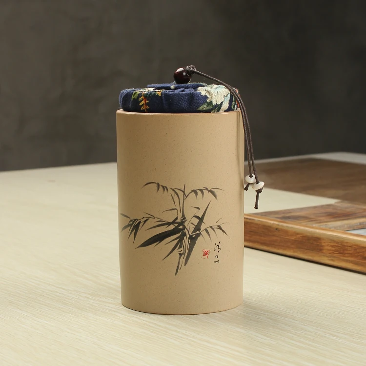 Дзен японская грубая керамика четыре джентльмена чайные банки чайный набор кунг-фу чайная банка Caddy горшок сахарница чай герметичный креативный домашний декор - Цвет: A