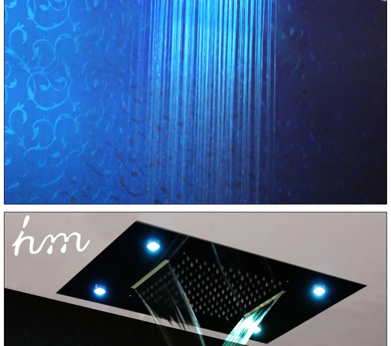 Waterfall LED Shower Faucet Set Contemporary  Bathroom Rain Shower Head  Side Spray  Large Water Flow Bath Valve (7)