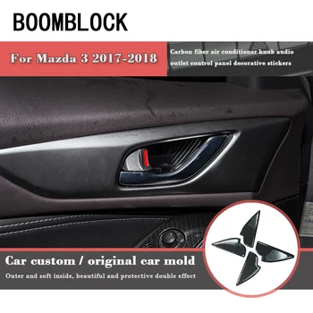 

BOOMBLOCK Auto Carbon Fiber Window Lifter Door Handles Decorative Sticker For Mazda 3 2017-2018 Car Styling Interior Accessories