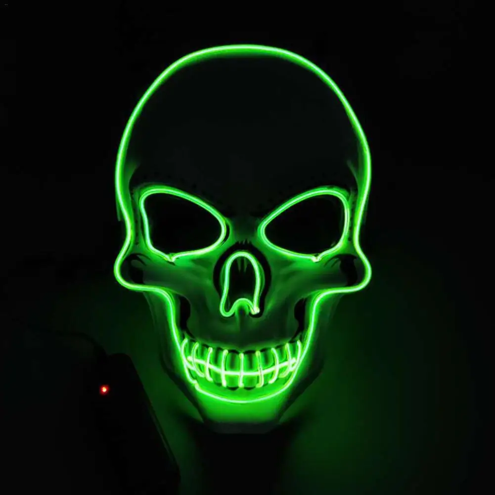 white ghost head glowing mask Horror Ghost Head Luminous Fluorescent Mask for Costume Party Cosplay Halloween Parties#4O