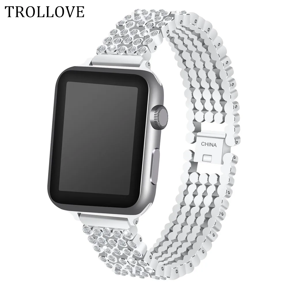 

Stainless Steel Strap For Apple Watch Band 38MM 42MM Rhinestone Diamond Smart Watch Metal Band Series 3 2 1 Wristwatch Bracelet