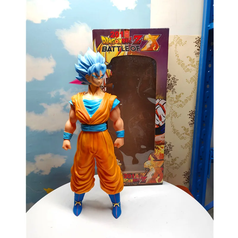 

16 Inch Dragon Ball Z Battle of Blue hair Son Goku Can make a sound version PVC Action Figure Collectible Model Toy Box 40cm