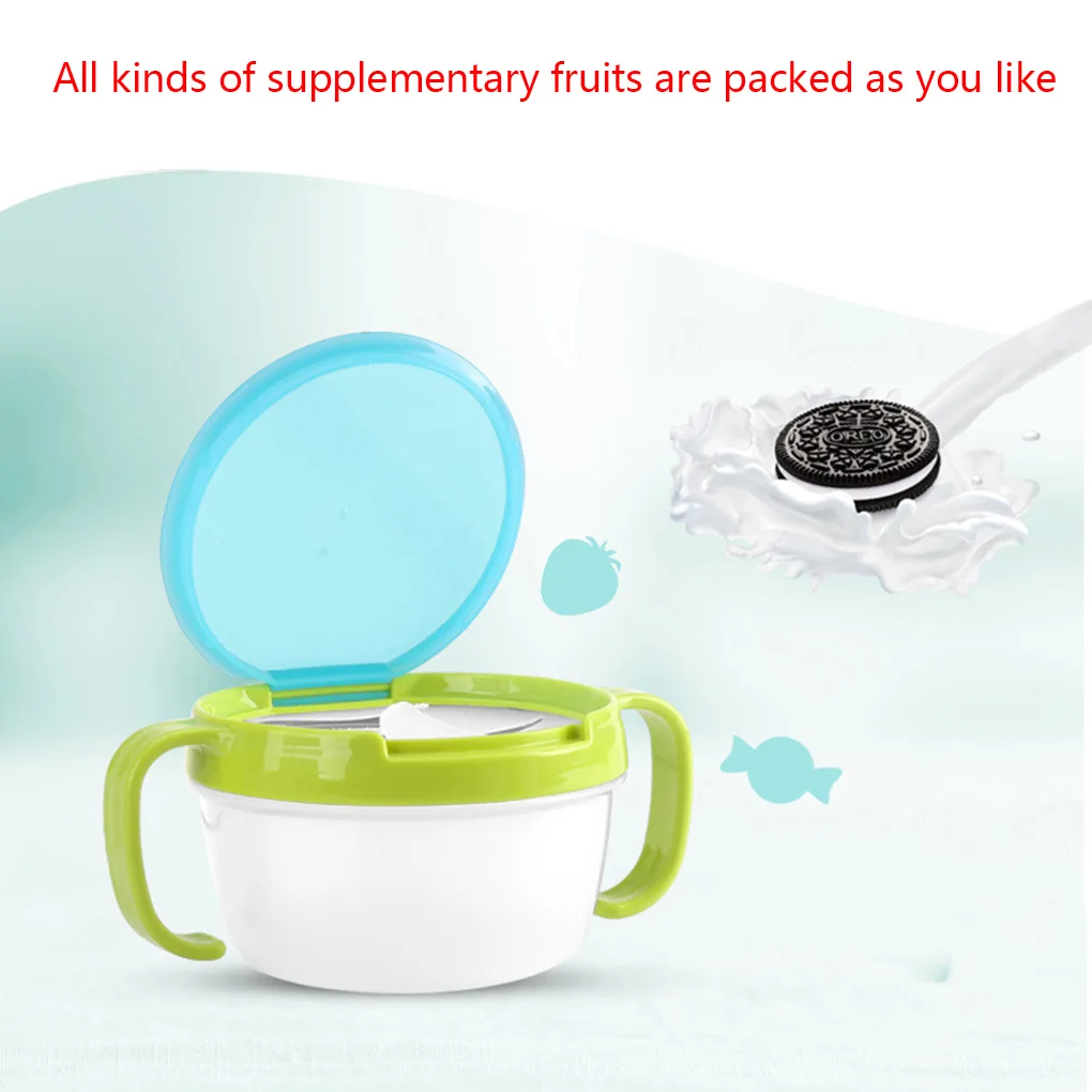 Infant Snacks Double Handle Cup Baby Proof Spill Cookies Container Feeding Biscuits Bowl Color Random