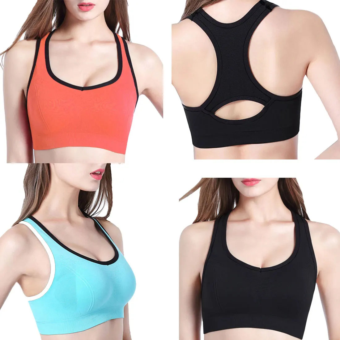 FANGNYMPH Women Fitness Yoga Sports Bra for Running Gym Straps Padded
