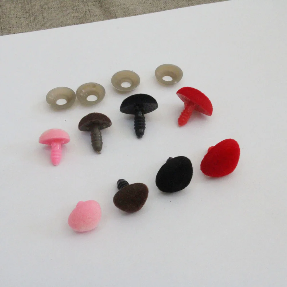 10x11/12x15/14x18/15x20mm pink/red/black/brown clean Triangular flocking safety toy nose & soft washer size&color 50pcs/lot plush doll accessories doll accessories
