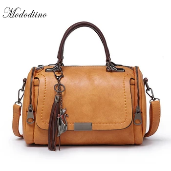 

Mododiino Tassel Designer PU Leather Handbags Women Vintage Messenger Bag Casual Large Capacity Bags Boston Lady Totes DNV0568