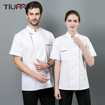 

2019 High Quality Men Women Chef Jacket Kitchen Restaurant Uniform Breathable Bakery Cook Wear Food Service Chef Jacket Overalls