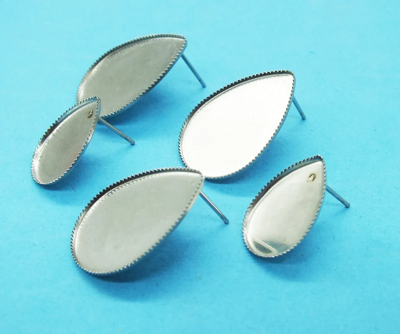 Wholesale 200PCS  stainless steel, water droplets blank base care  earrings