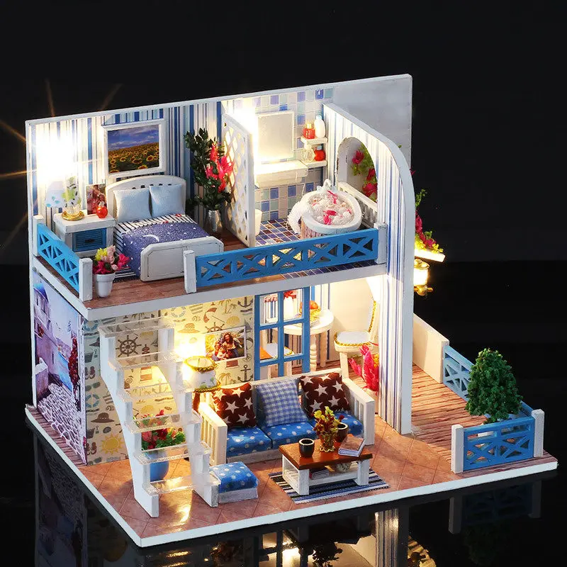 WINCO 3D DIY Miniature Furniture Doll House Kit with Dust Cover Hand Assemble Toys for Children Birthday Creative Gift Dollhouse WINCO 3D DIY Miniature Furniture Doll House Kit with Dust Cover Hand Assemble Toys for Children Birthday Creative Gift Dollhouse