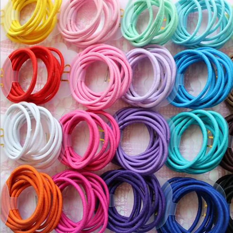 

Wholesale 50 Pcs Elastic Hair Band Candy Color Headband Solid Kids Hair Ropes Ponytail Holders Rubber Hair Accessories for Girls