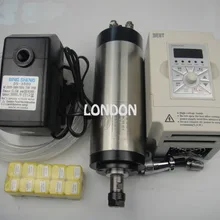 ER16 диаметр 80 мм 220 В водяное охлаждение 1.5KW шпиндель с 4 шт. подшипник для чпумашина+ 1.5KW частотно-регулируемым приводом+ водяной насос+ ER16