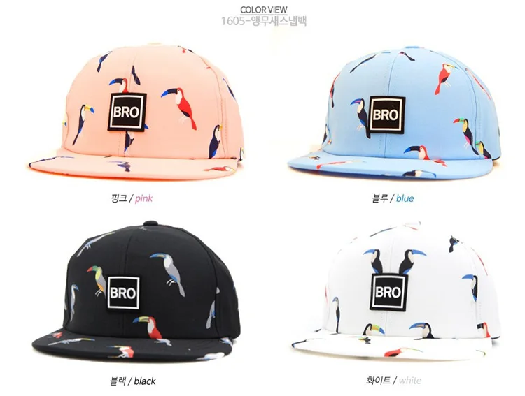 COOL  2015 parrot pattern hip-hop cap printed bird...