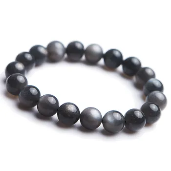 

10mm Genuine Natural Black Sunstone Moonstone Bracelet Round Bead Crystal Stretch Woman Lady Bracelet Drop Shipping