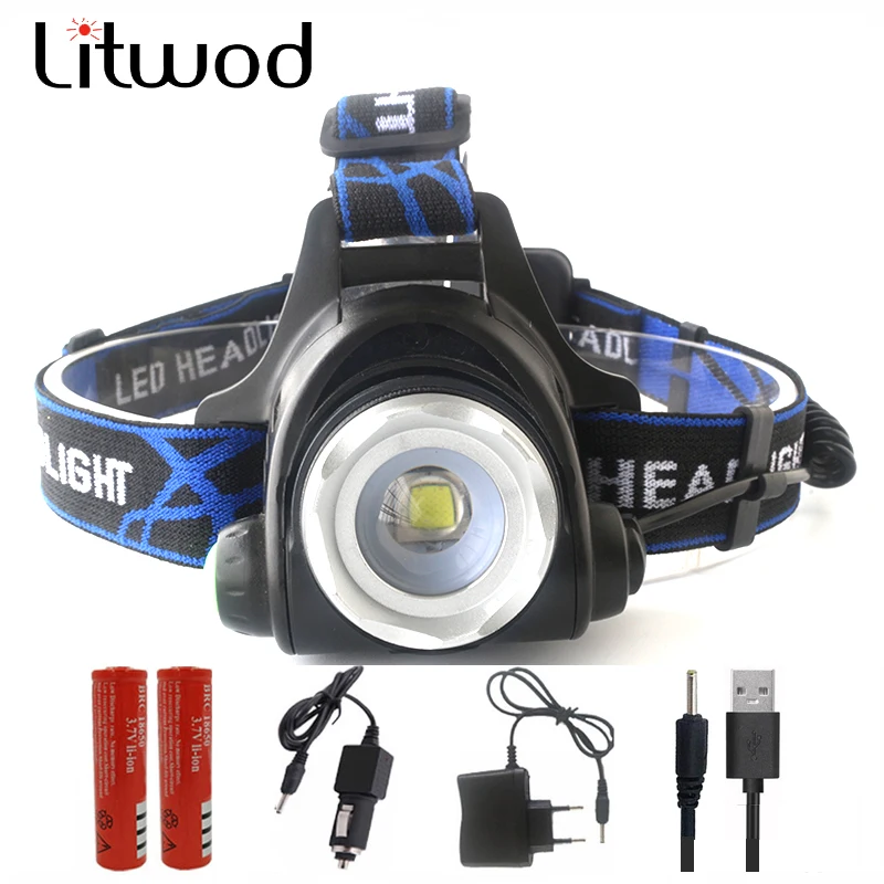 

Led Headlamp Headlight XML L2 T6 Led head flashlight Torch Waterproof Zoom Head lamp light for camping ships from Russian