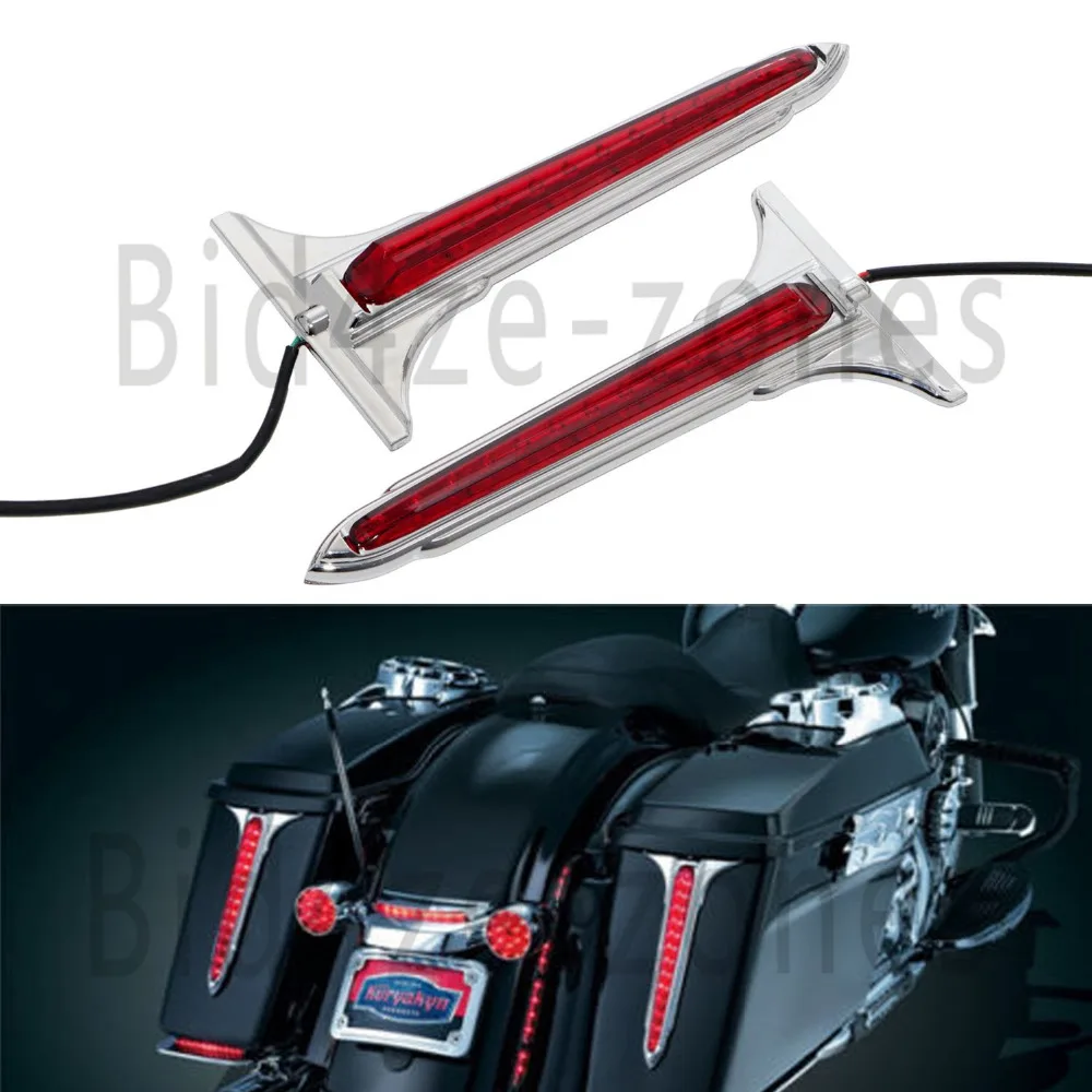 

Motorcycle LED Saddlebag Accents Tail Brake Light Red Smoke Lens For Harley Touring Street Electra Glide Road King