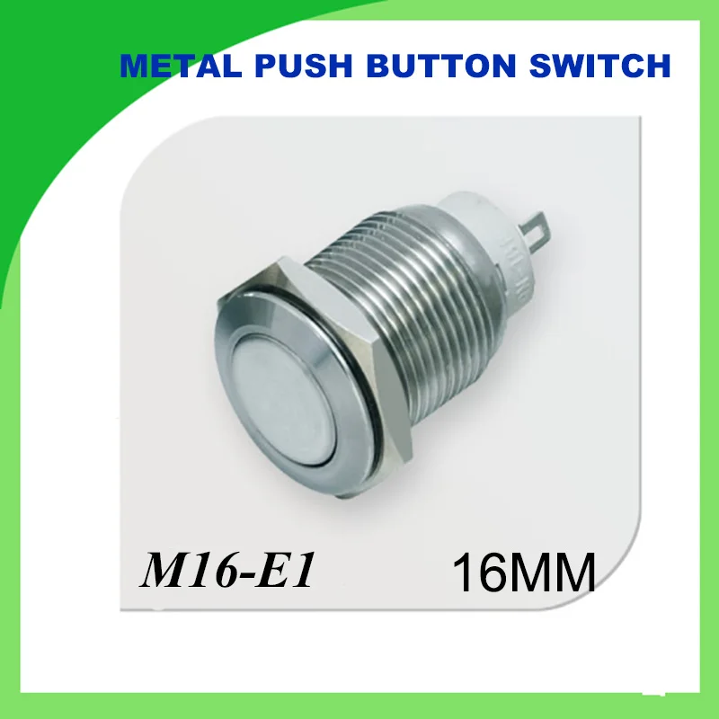

metal push button 16mm Metal Momentary Push Button Switch 1PCS flat self-locking